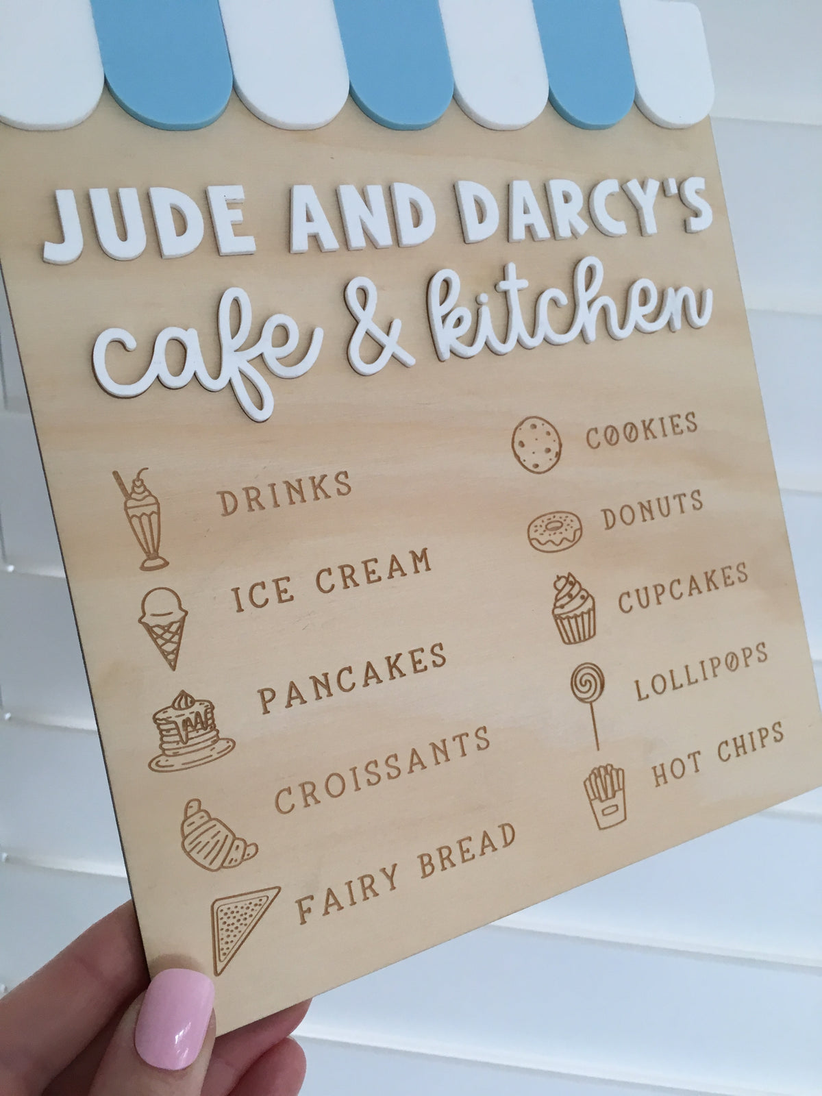 Personalised Kids Cafe Menu with Stand