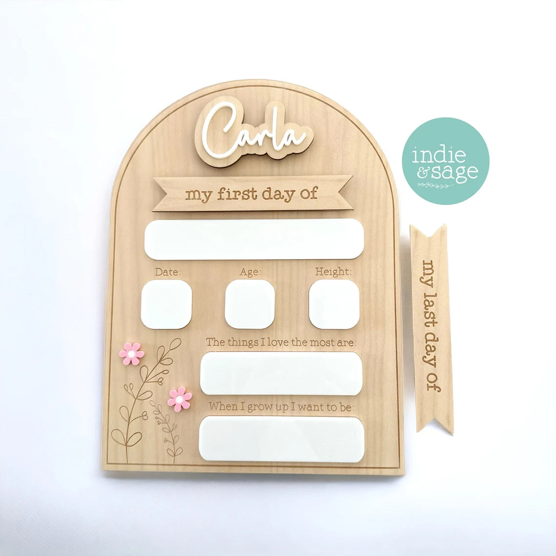 Personalised Back To School Board - Neutral Musk Flower Design