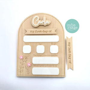Personalised Back To School Board - Neutral Musk Flower Design