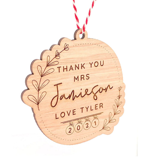 Christmas Tree Decoration - Personalised Thank You Gift for Teacher