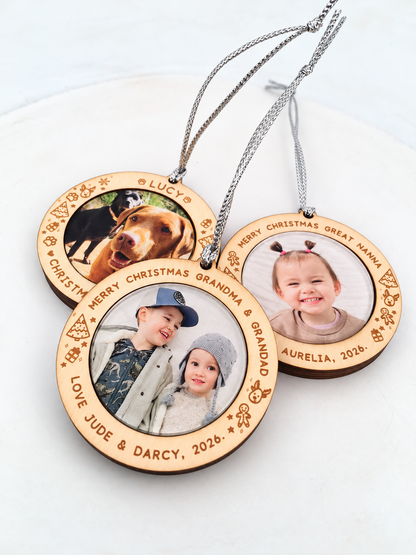 Personalised Christmas Photo Ornament | Custom Family & Pet Keepsake