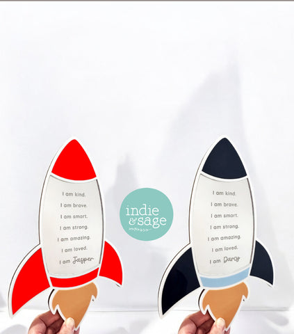 Affirmation Mirror for Boys - Spaced Themed Room Decor