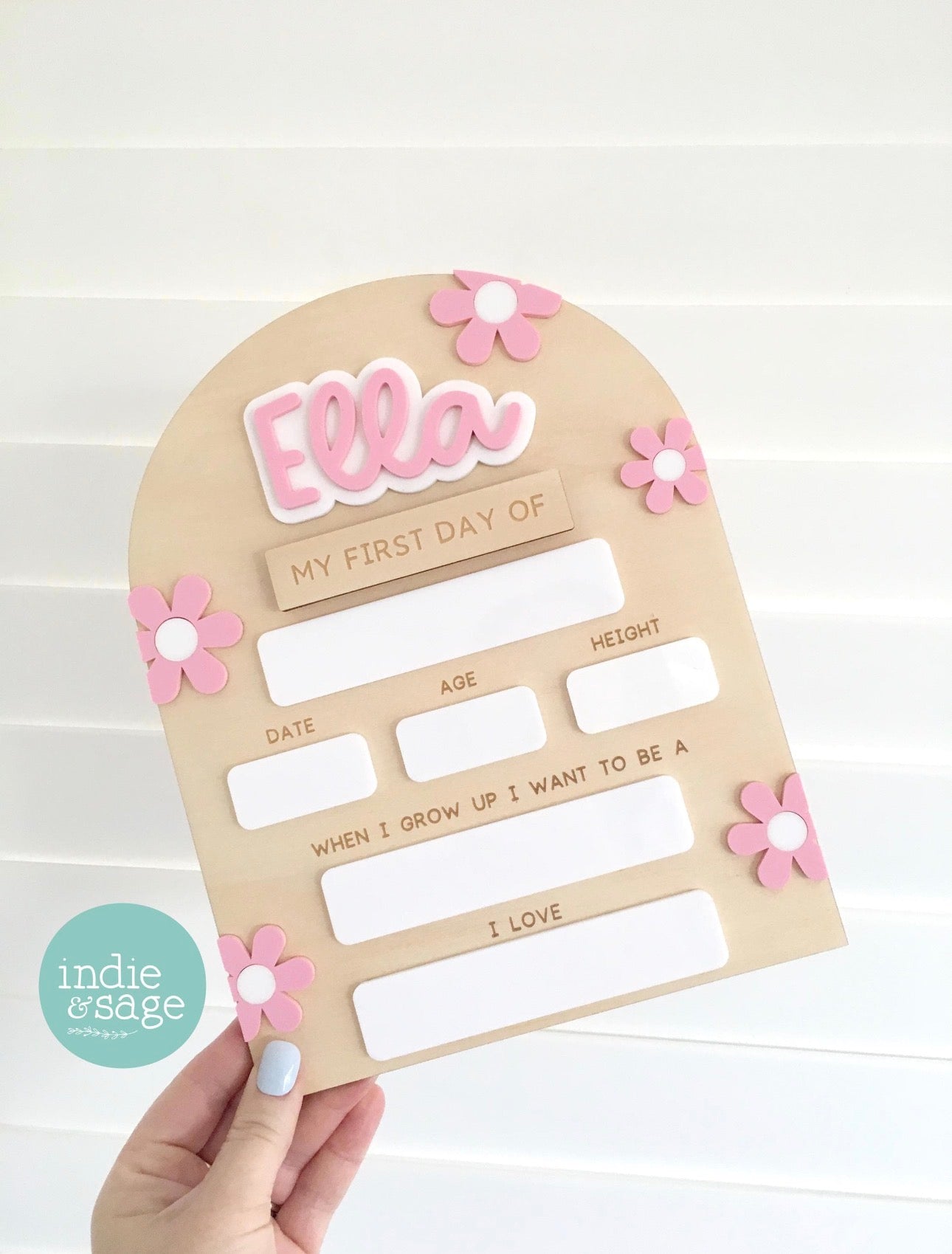 Personalised First & Last Day School Sign – Pink Daisy