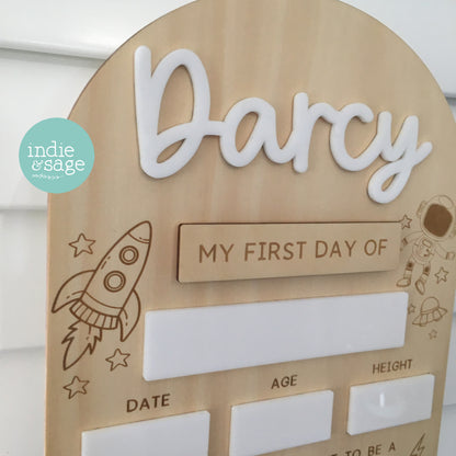 Personalised First/Last Day Back To School Board - Space Design
