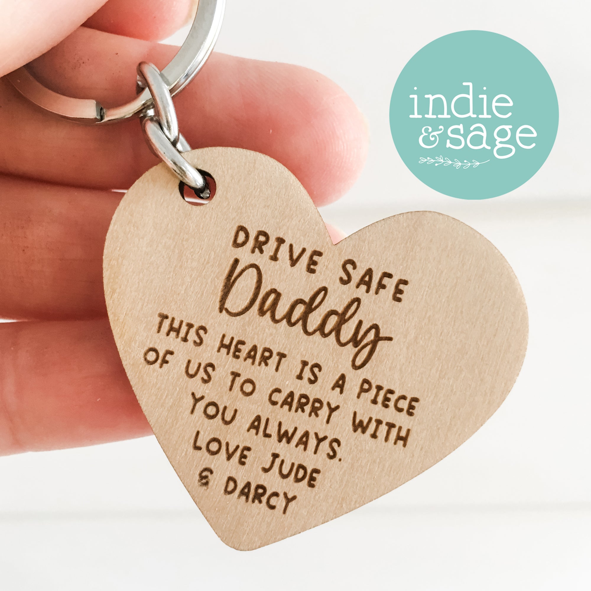 Wooden Heart Shaped Drive Safe Keyring - Father's Day Gift, Daddy Gifts, Dad Keychain (Copy)