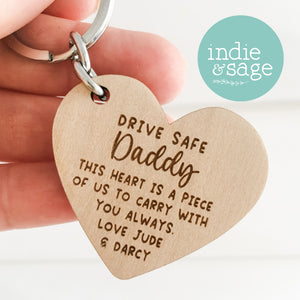 Wooden Heart Shaped Drive Safe Keyring - Father's Day Gift, Daddy Gifts, Dad Keychain (Copy)