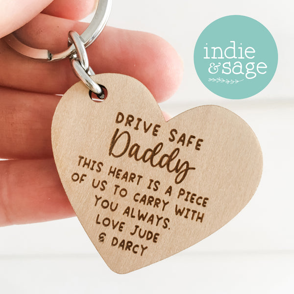Wooden Heart Shaped Drive Safe Keyring - Father's Day Gift, Daddy Gifts, Dad Keychain (Copy)