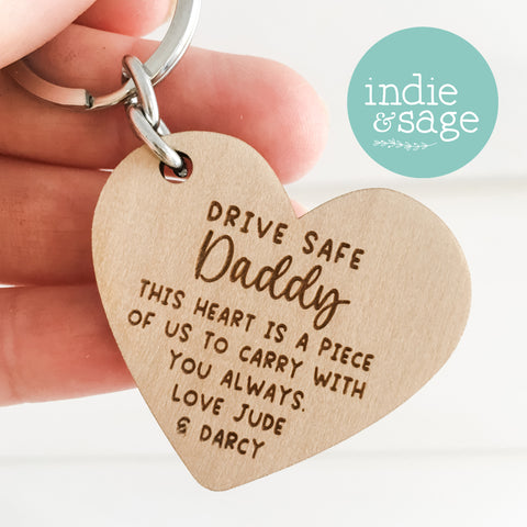 Wooden Heart Shaped Drive Safe Keyring - Father's Day Gift, Daddy Gifts, Dad Keychain (Copy)