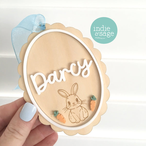 Personalised Easter basket tag featuring a bunny with a cute tiny carrot added in raised acrylic.

#easter2026 #easterdecor #easterbaskettag #eastergifts #easterbagtag #easterbasketnametag #eastergift #eastergiftforgrandchildren #eastergiftsadelaide #personalisedeastergifts #easterpresents