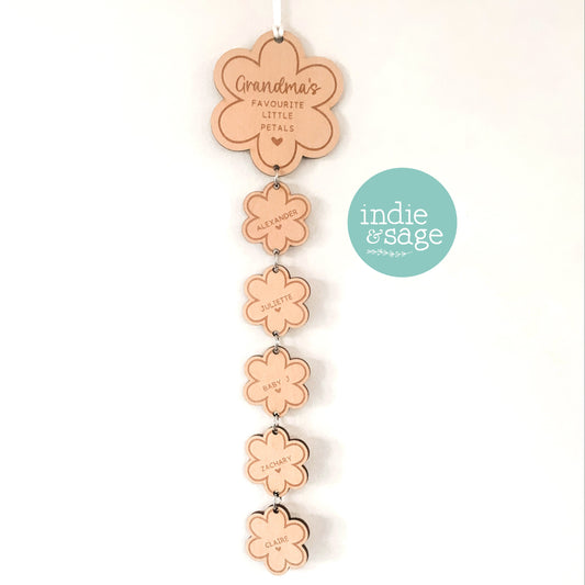 Grandma's Favourite Little Petals Personalised Flower Shaped Wall Hanging