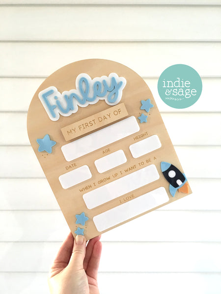 XL Back To School Board - Star and Rocket Design