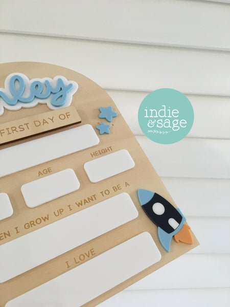 XL Back To School Board - Star and Rocket Design