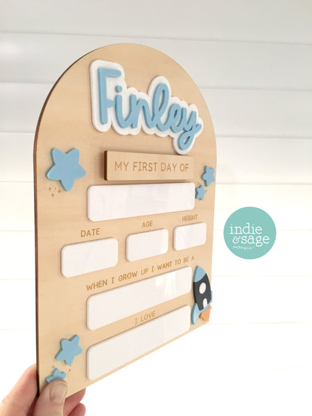XL Back To School Board - Star and Rocket Design