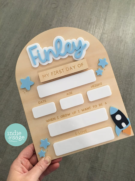 XL Back To School Board - Star and Rocket Design