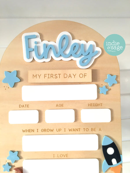 XL Back To School Board - Star and Rocket Design