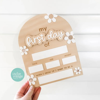 Personalised Back To School Board - My First / My Last Day Flower Design