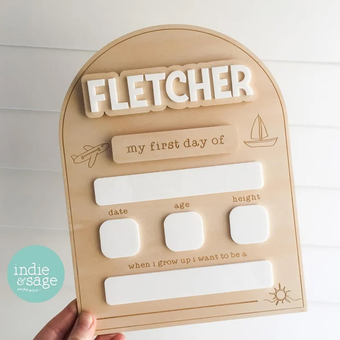 Personalised Back To School Board - Transport Sun Design