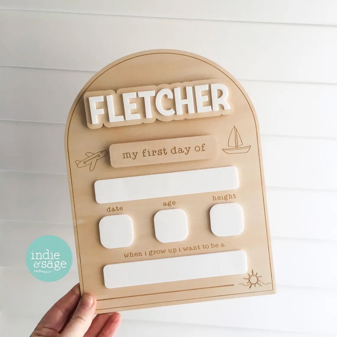 Personalised Back To School Board - Transport Sun Design