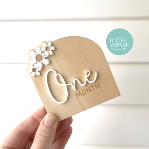 Baby Milestone Disc Set - White and Rose Gold Flowers (Matching Birth Announcement available)