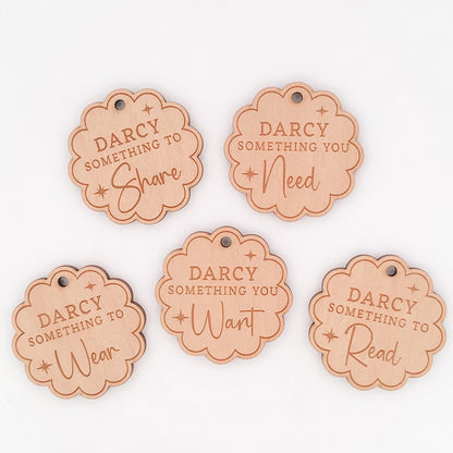 Christmas Gift Tags (Reusable Something To Themed) - Scalloped Wooden Gift Tags