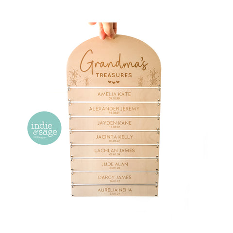 Grandma's Treasures Personalised Family Sign