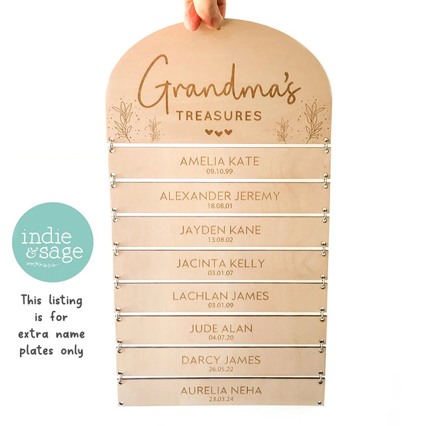Extra Name Plate for "Grandma's Treasure" Sign