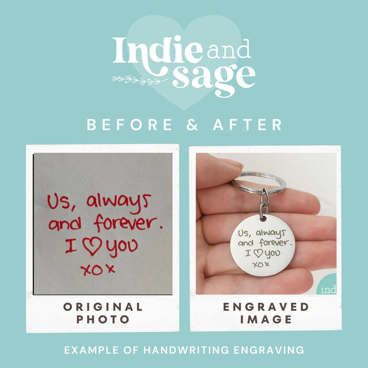 Personalised Engraved Handwriting Keyring