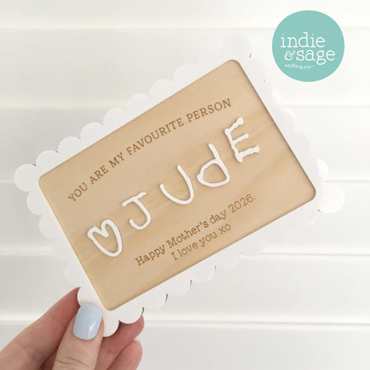 Stunning scalloped handwriting frame made using locally sourced timber and acrylic and featuring your provided handwriting. You can add a personalised message to your piece and we will cut your handwriting to appear in Acrylic.

#mothersday #mothersdaygifts #uniquemothersdaygifts #firstmothersday #giftsfromchildren #handwritinggifts #photogifts #giftsformum #giftsforgrandma #giftsfromgrandchildren #keepsakegifts #nannygifts #mummygifts #grandmagifts #handmadegiftsadelaide #personalisedgiftsadelaide