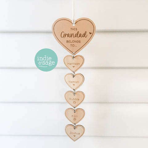 This Grandad Belongs to Wall Hanging (personalise it to your names)