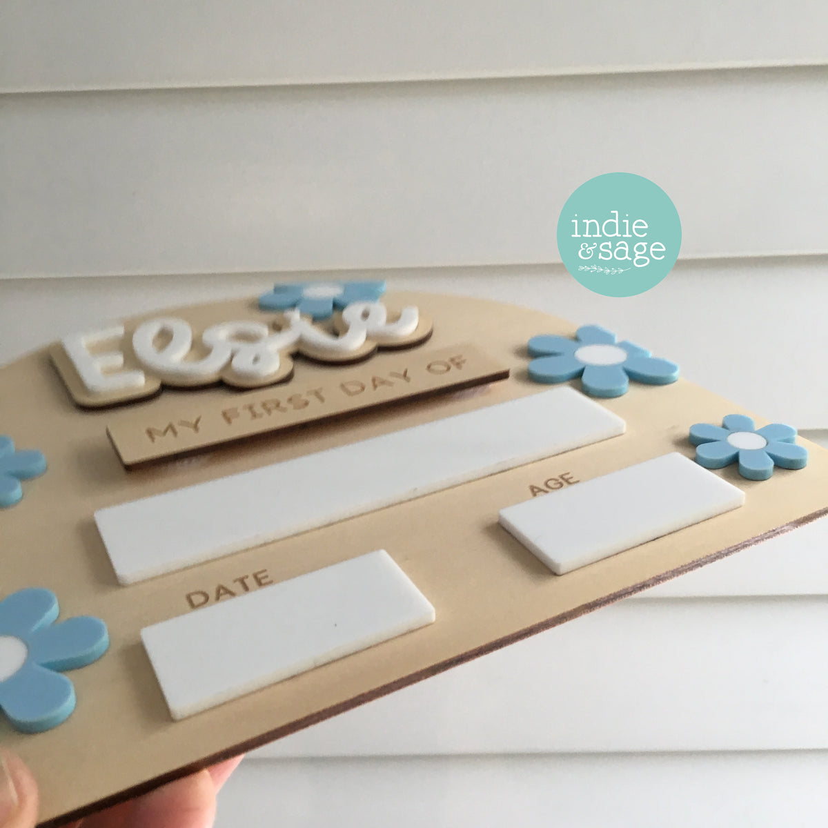 MINI Back To School Board - Baby Blue & White Flower Design