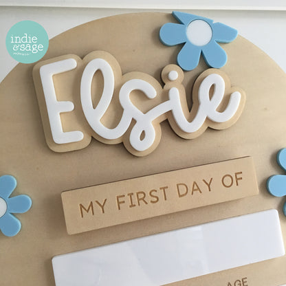 MINI Back To School Board - Baby Blue & White Flower Design