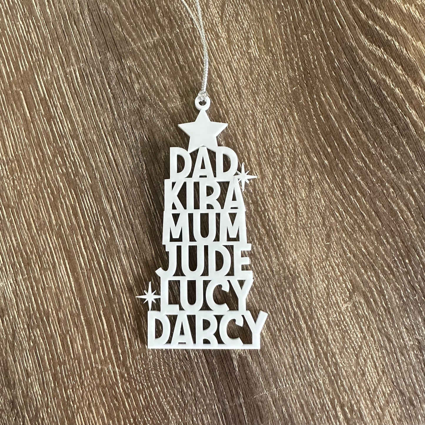Christmas Tree Decoration - Personalised Family Ornament [Choose your colour]