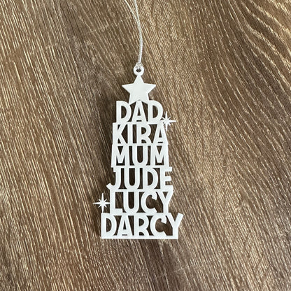 Christmas Tree Decoration - Personalised Family Ornament [Choose your colour]
