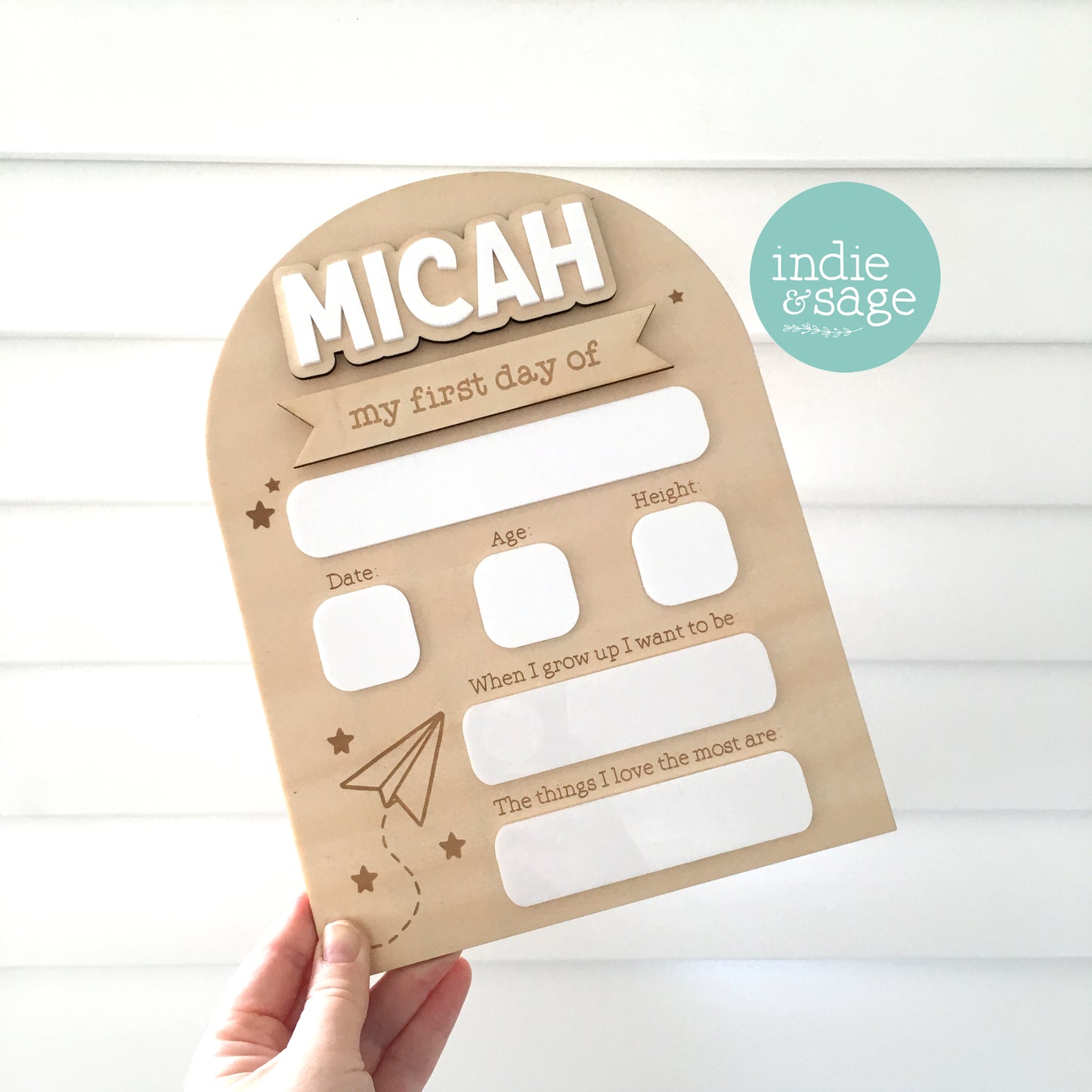 Personalised Back To School Board - Paper Plane Design