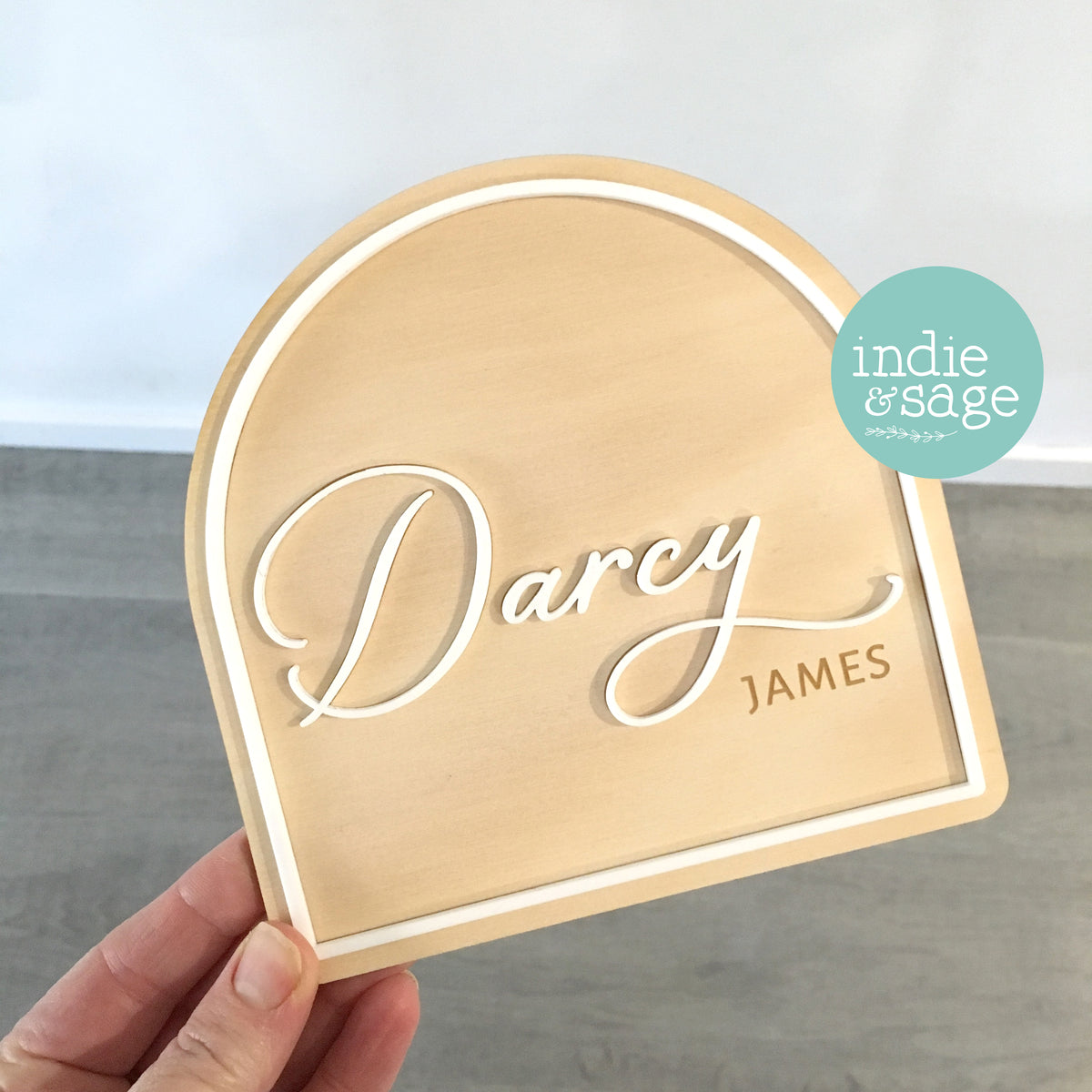 Beautiful Baby Announcement Name Plaque - Wood & Acrylic Engraved Name Sign