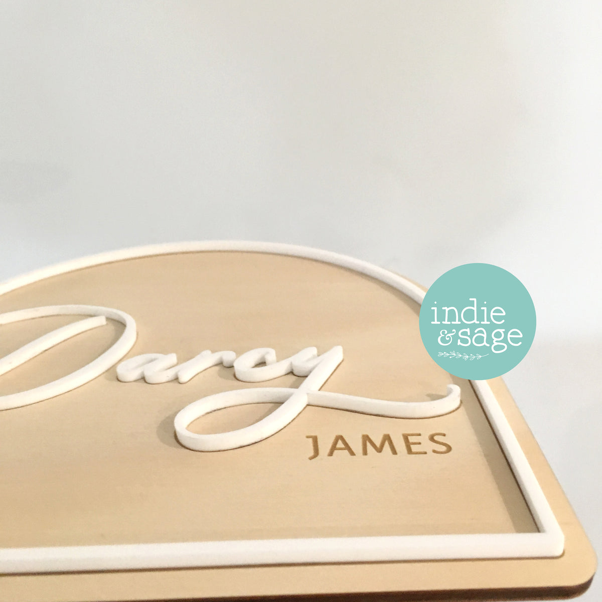 Beautiful Baby Announcement Name Plaque - Wood & Acrylic Engraved Name Sign