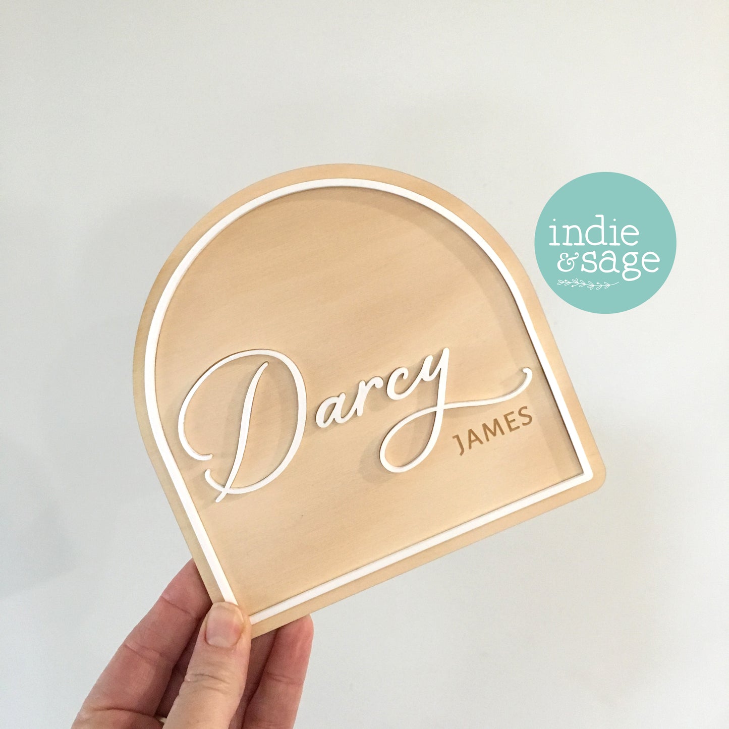 Beautiful Baby Announcement Name Plaque - Wood & Acrylic Engraved Name Sign