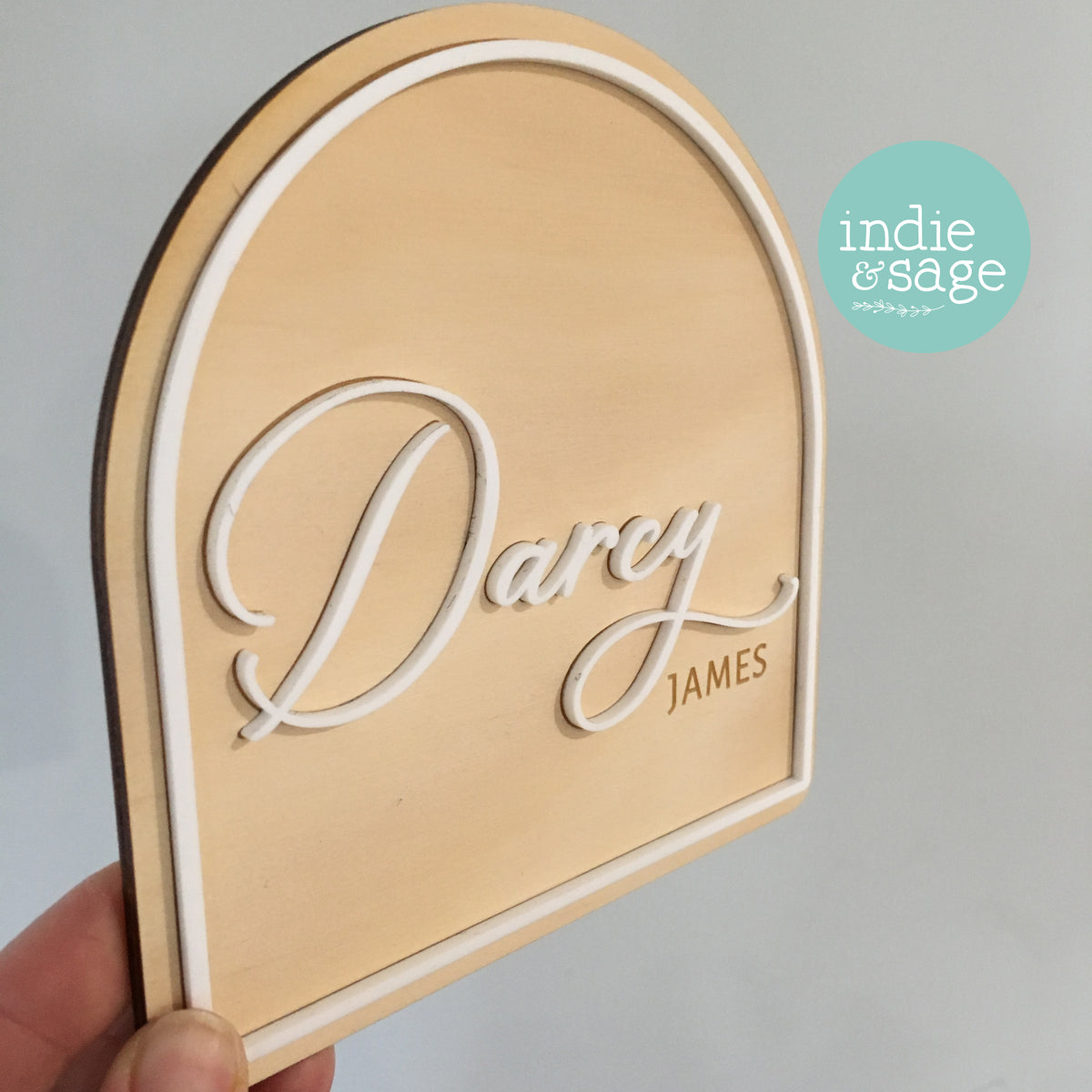 Beautiful Baby Announcement Name Plaque - Wood & Acrylic Engraved Name Sign