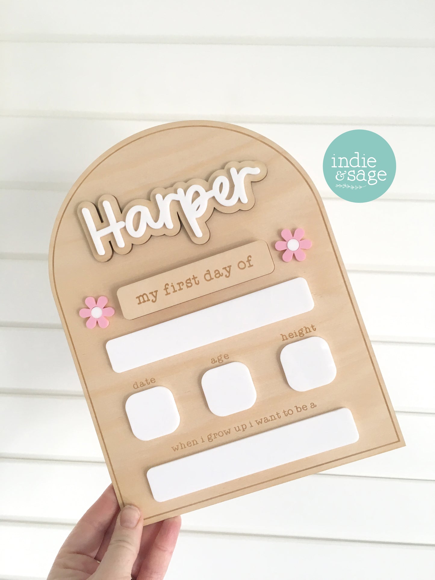 Personalised Back To School Board - "Harper" Musk Flower Design
