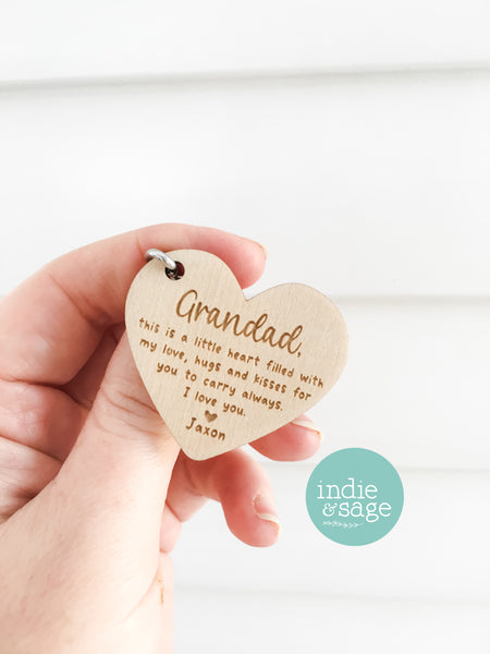 Wooden Heart Shaped Keyring - Father's Day Gift, Daddy Gifts, Dad Keychain