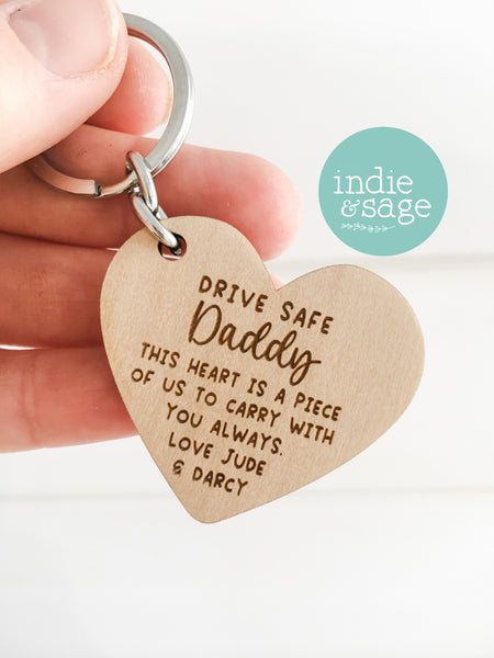 Wooden Heart Shaped Drive Safe Keyring - Father's Day Gift, Daddy Gifts, Dad Keychain (Copy)