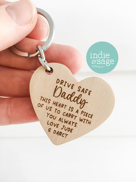 Wooden Heart Shaped Drive Safe Keyring - Father's Day Gift, Daddy Gifts, Dad Keychain (Copy)