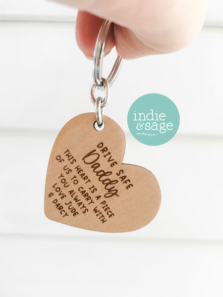 Wooden Heart Shaped Drive Safe Keyring - Father's Day Gift, Daddy Gifts, Dad Keychain (Copy)