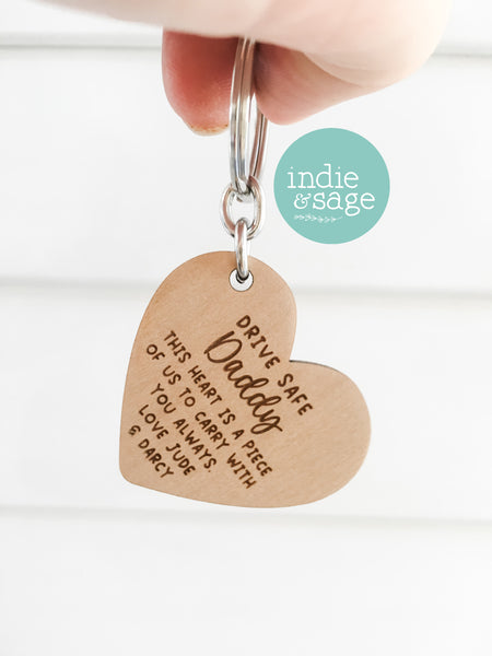 Wooden Heart Shaped Drive Safe Keyring - Father's Day Gift, Daddy Gifts, Dad Keychain (Copy)