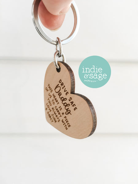 Wooden Heart Shaped Drive Safe Keyring - Father's Day Gift, Daddy Gifts, Dad Keychain (Copy)