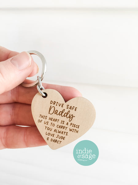 Wooden Heart Shaped Drive Safe Keyring - Father's Day Gift, Daddy Gifts, Dad Keychain (Copy)