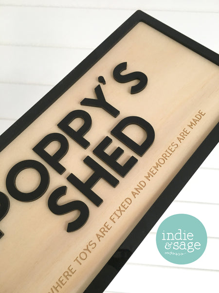 Grandparent Shed Sign - Where Toys Are Fixed and Memories are Made (change who its for)