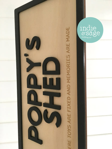Grandparent Shed Sign - Where Toys Are Fixed and Memories are Made (change who its for)