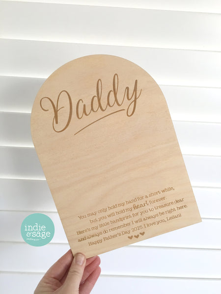 Personalised Handprint Plaque for Fathers Day, Personalise it with your message at the bottom! (Fathers Day Gift Idea)