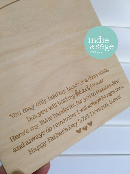 Personalised Handprint Plaque for Fathers Day, Personalise it with your message at the bottom! (Fathers Day Gift Idea)